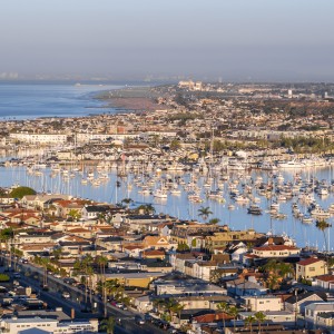 Newport Harbor with Huntington Beach in the background