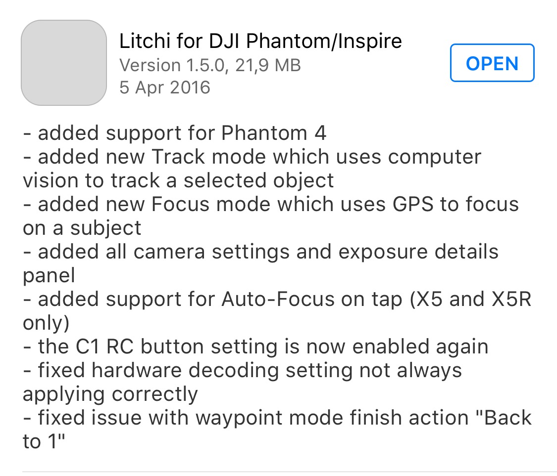 Litchi iOS update
